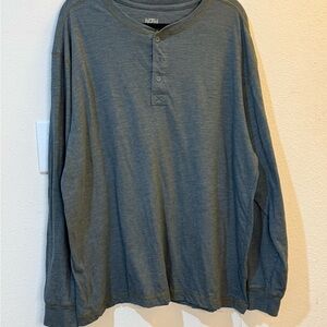 RED HEAD Men's Long Sleeve Henley Shirt Blue Gray Heathered Knit Size XL